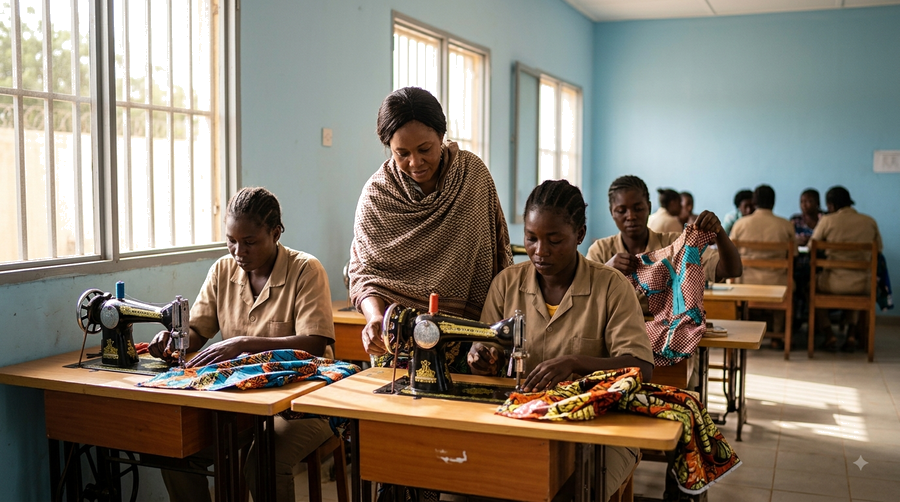 Mains de femmes africaines se rejoignant en geste de solidarité, lumière naturelle chaude